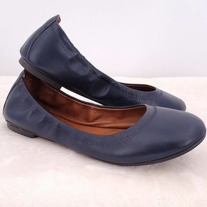Lucky Brand Elysia Navy Leather Ballet Flats